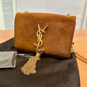 Saint Laurent Brown Suede Small Kate Tassel Crossbody Bag
